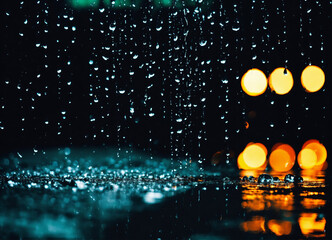 Wall Mural - background with drops,Dark Stormy Window Covered in Raindrop Texture