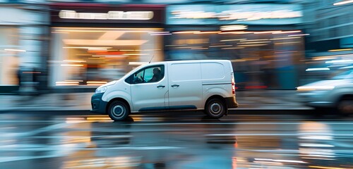 Wall Mural - Delivery van on the road