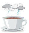 Vector illustration of a storm over a coffee cup
