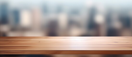 Aufkleber - The image features a table top with a blurred interior as the background providing ample copy space