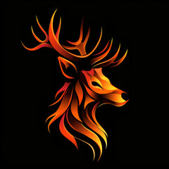 Wall Mural - Hand drawn deer logo design illustration. Generative AI