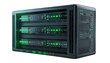 © Netroder - A rack of servers with green lights.