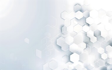 Wall Mural - 
Abstract white background with hexagon shape and light glowing effect for technology, science or medical concept design
