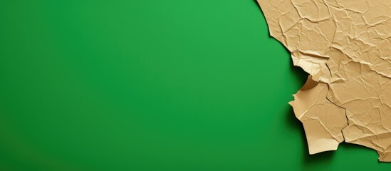 Aufkleber - Recycled torn cardboard piece with a copy space image isolated on a vibrant green background