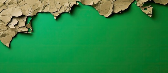 Aufkleber - Recycled torn cardboard piece with a copy space image isolated on a vibrant green background