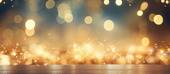 Wall Mural - an exquisite holiday themed backdrop adorned with twinkling bokeh lights and star patterns providing