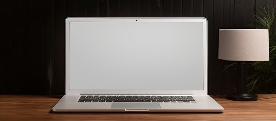 Poster - A blank screen workspace with a laptop on a table providing ample space for adding images or text