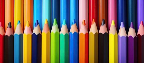 Aufkleber - Colorful copy space image depicting a collection of crayons