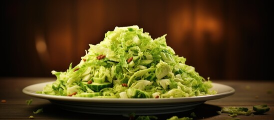 Wall Mural - A delicious cabbage salad on a plate with ample copy space for text