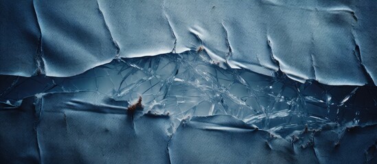 Aufkleber - Copy space image featuring the striking texture of ripped denim jeans
