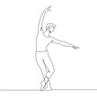 Man Dancer Silhouette Continuous One Line Drawing. Male Ballet Abstract Minimal Outline Illustration. Dancing Concept Continuous One Line Drawing. Vector EPS 10.