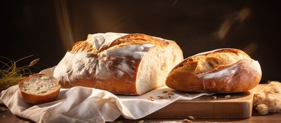 Poster - Bread is a staple food that is typically made from flour water and yeast and is a versatile ingredient in many cuisines around the world. Creative banner. Copyspace image