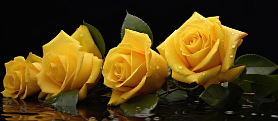 Aufkleber - Yellow roses with copy space image
