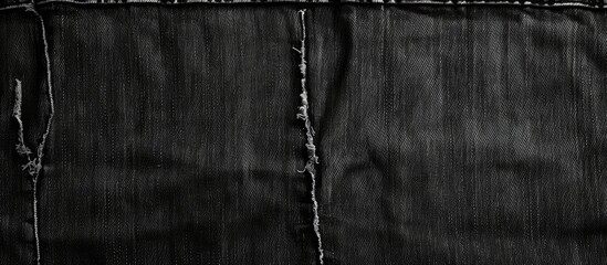 Leinwandbilder - A copy space image of a torn black denim fabric texture