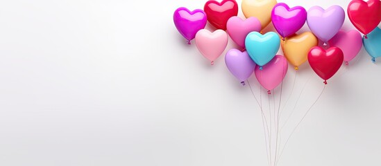 Aufkleber - Colorful mini hearts decorate a balloon cutie on an isolated white background creating a lovely valentine s copy space image