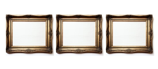 Aufkleber - Three vintage photo frames with empty spaces on a plain white background 33 characters. Creative banner. Copyspace image