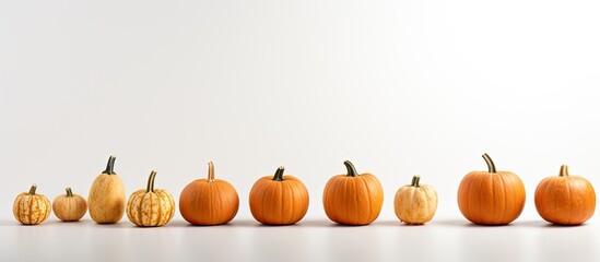 Wall Mural - Fashion pumpkins with copy space image on a white background