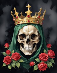 Wall Mural - Skull with crown digital artwork