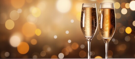 Wall Mural - a bokeh image with a background that resembles the color of champagne. creative banner. copyspace im