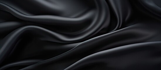 Aufkleber - A close up copy space image showcasing the texture of black silk fabric with rippled patterns
