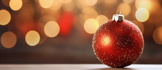 Poster - A Christmas ball for festive decoration during the Christmas festival set against a bokeh background providing ample copy space for images