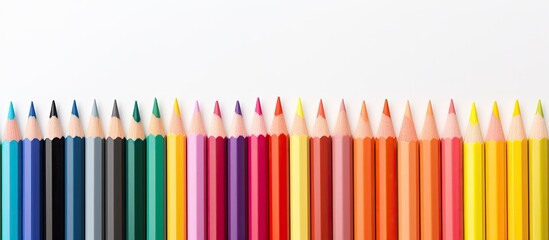 Aufkleber - A copy space image of color pencils placed on a white background leaving ample room inside for text