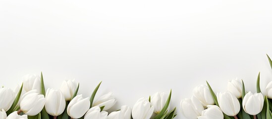 Sticker - A copy space image featuring white tulips against a white background providing a designated area for text placement