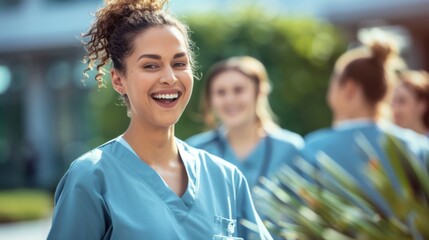 Wall Mural - Smiling Nurse in Hospital Setting