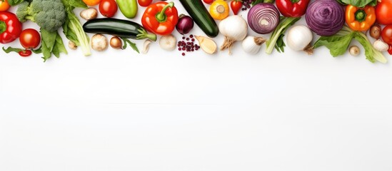 Wall Mural - A vibrant array of vegetables forms a frame around a blank area for text in the copy space image