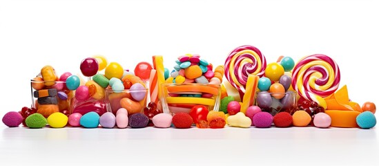 Canvas Print - A vibrant assortment of candy arranged against a white background with ample copy space image