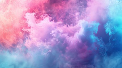 Abstract pink party fog clouds swirling, with isolated blue, teal, and aqua smoke under studio lighting, magic clip art effects