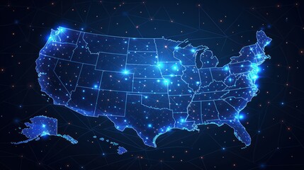 Wall Mural - Abstract image of a USA map in the form of a starry sky or space,