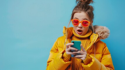 Wall Mural - Woman Shocked by Smartphone Message