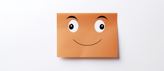 Poster - A face with a look of amazement is displayed on an adhesive note which is positioned against a white background Copy space image