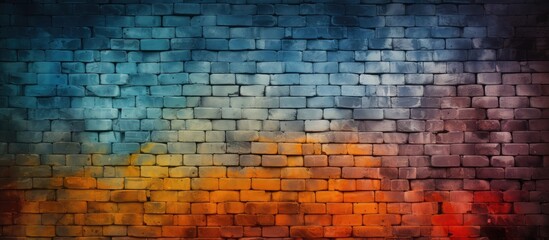 Canvas Print - An abstract textured background featuring a view of an old wall constructed with multicolored bricks providing copy space for text and decorations