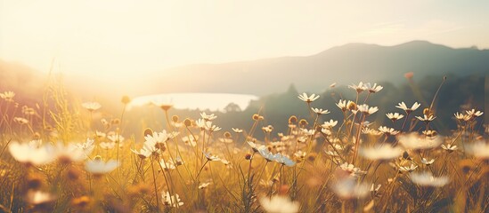 Aufkleber - A blurred photo of a natural landscape capturing the beautiful and hazy essence of nature as an ideal background image with ample copy space