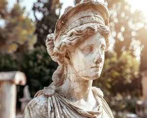 Wall Mural - Weathered ancient statue in a garden