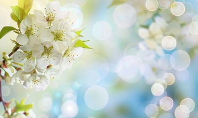 Sticker - beautiful spring flowers blooming on a blurred background