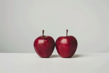 Poster - Two ripe red apples on a white background