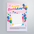 happy birthday  cartoon flyer design, photo frame design 