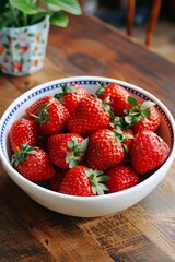 Wall Mural - Fresh ripe strawberries in a bowl