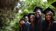 © shelbys - African Graduate Students Group at Campus Celebration and University Award, Memory Photo of Graduation Day.  Fictional Character Created By Generative AI.
