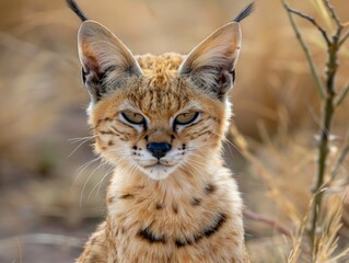 Sticker - Closeup portrait of a serene wild cat