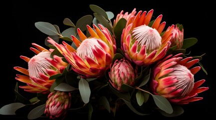 Wall Mural - Vibrant protea flower bouquet