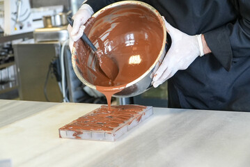 Wall Mural - chocolate production process and various chocolates made