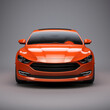 © Creative Laik - Modern red sports car - front view 3d render on gray background with shadow