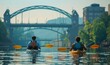 © Настя Шевчук - Two kayakers paddle the Tennessee River beneath the Walnut Street Bridge in Chattanooga.