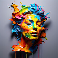 Wall Mural - colorful paint on a black background