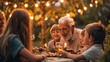 Happy Senior Grandfather Talking and Having Fun with His Grandchildren,
