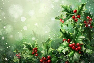 Canvas Print - christmas background with holly